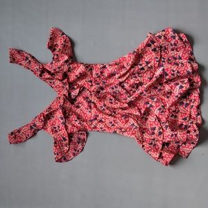 Hello Molly Paisley Punch Floral Red Blue Off Shoulder Fitted Summer Dress